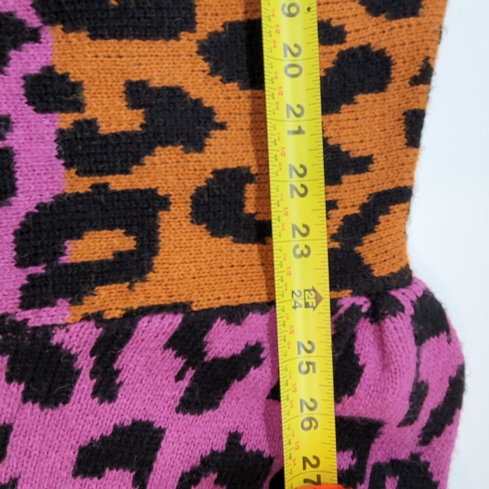 FARM Rio Mixed Leopards Cardigan XS Orange Purple Green Ombre Knit Open Front - Picture 12 of 15